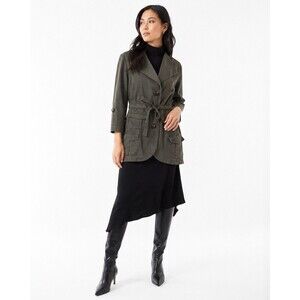 Anthropologie Tabitha Olive Green Cotton Utility Safari Jacket Size 10